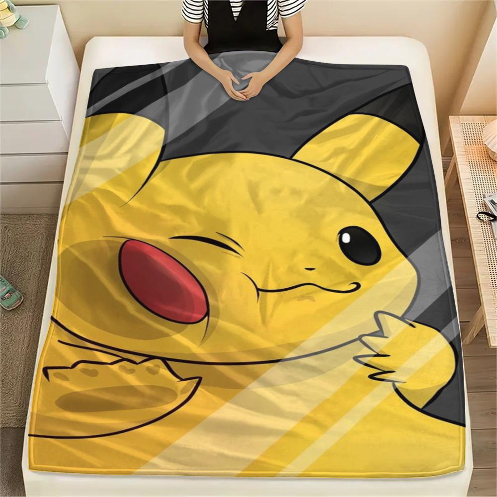 Pikachu Home Print Flannel Blanket Comfortable for Sofa Bed Couch and Travel.-TING