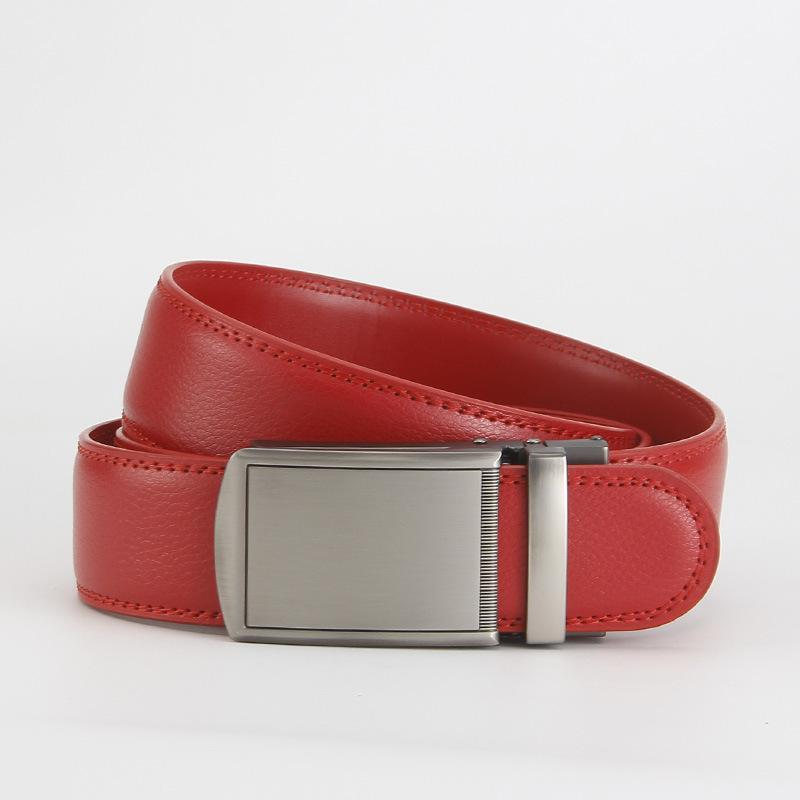 Dolly Road, Reverse Buckle Belt 3.5 Automatic Buckle Two-Layer Cowhide Belt, Men'S Leisure Belt