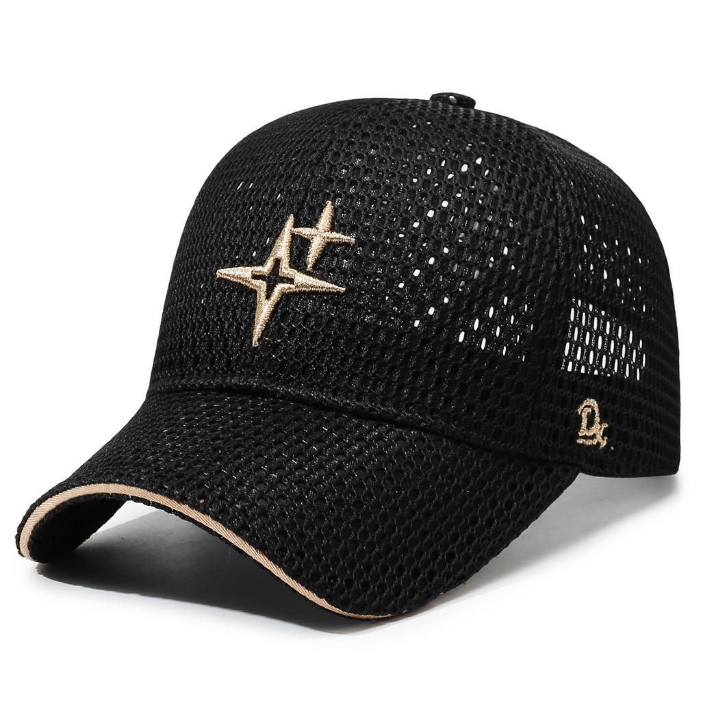Summer Mesh Breathable Baseball Cap Star Embroidery Casual Hat Unisex Outdoor Travel Sports Sun Protection Peaked Cap