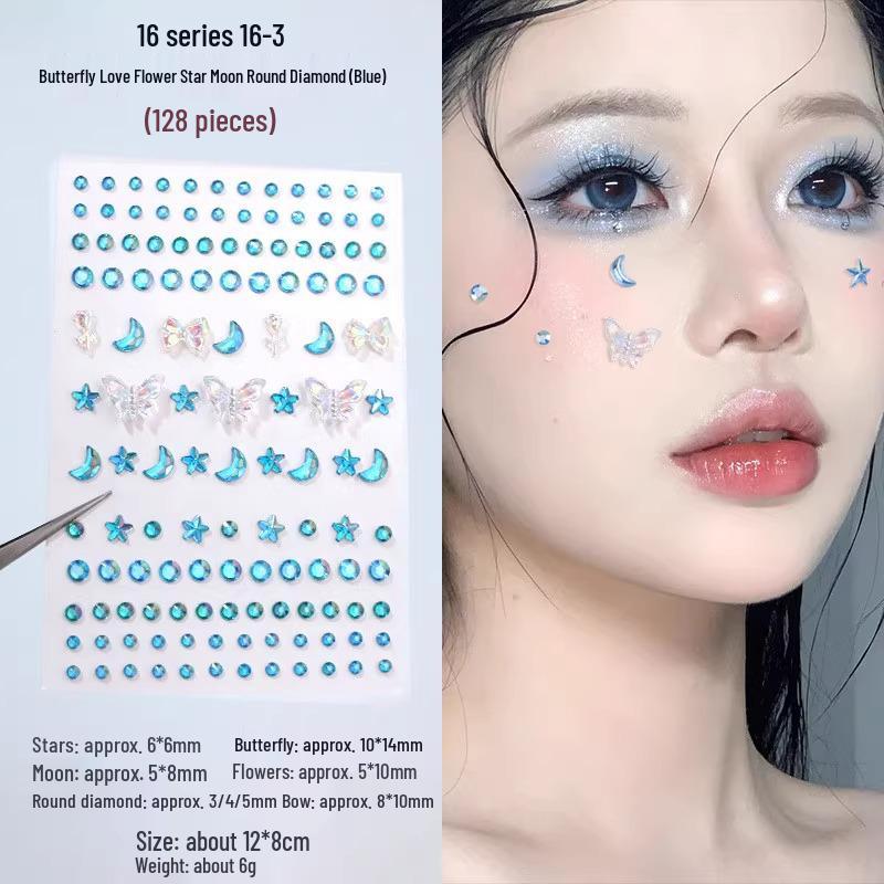 Eye Makeup Rhinestone Teardrop Stickers - Butterfly Pearl Bindi Face Jewelry