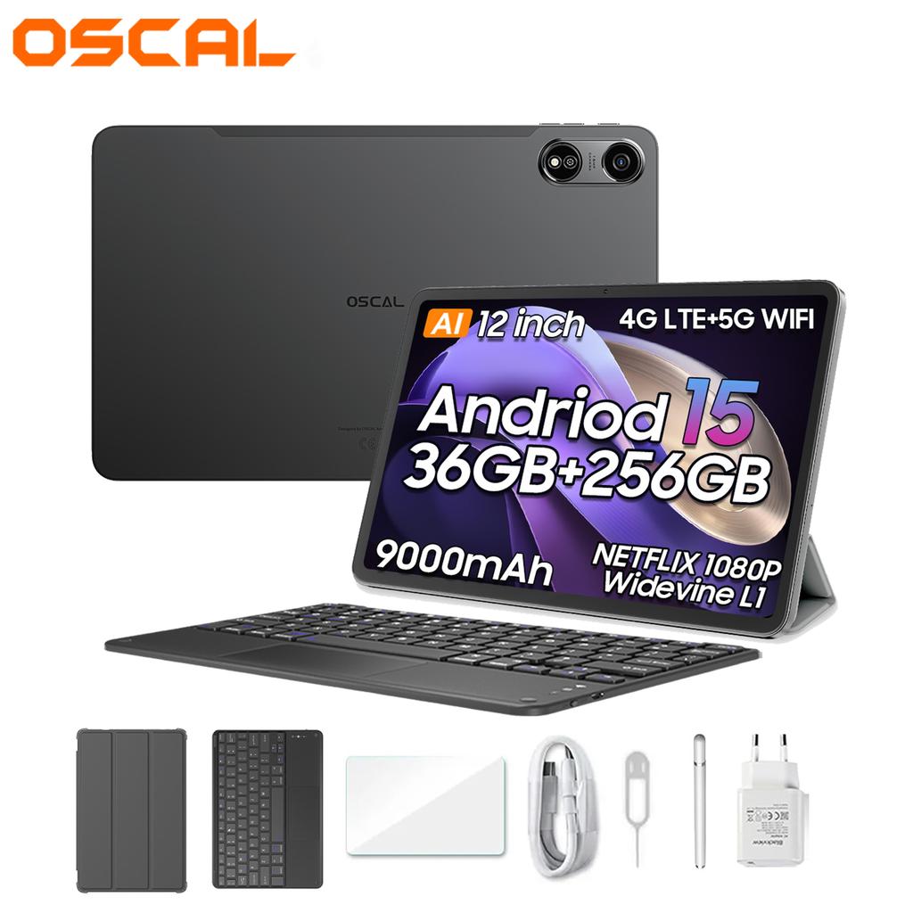 Oscal Tableta Pad 100 Android 15 de 8+16/12+24 GB, 36 GB de RAM, 256 GB de ROM, 9000 mAh