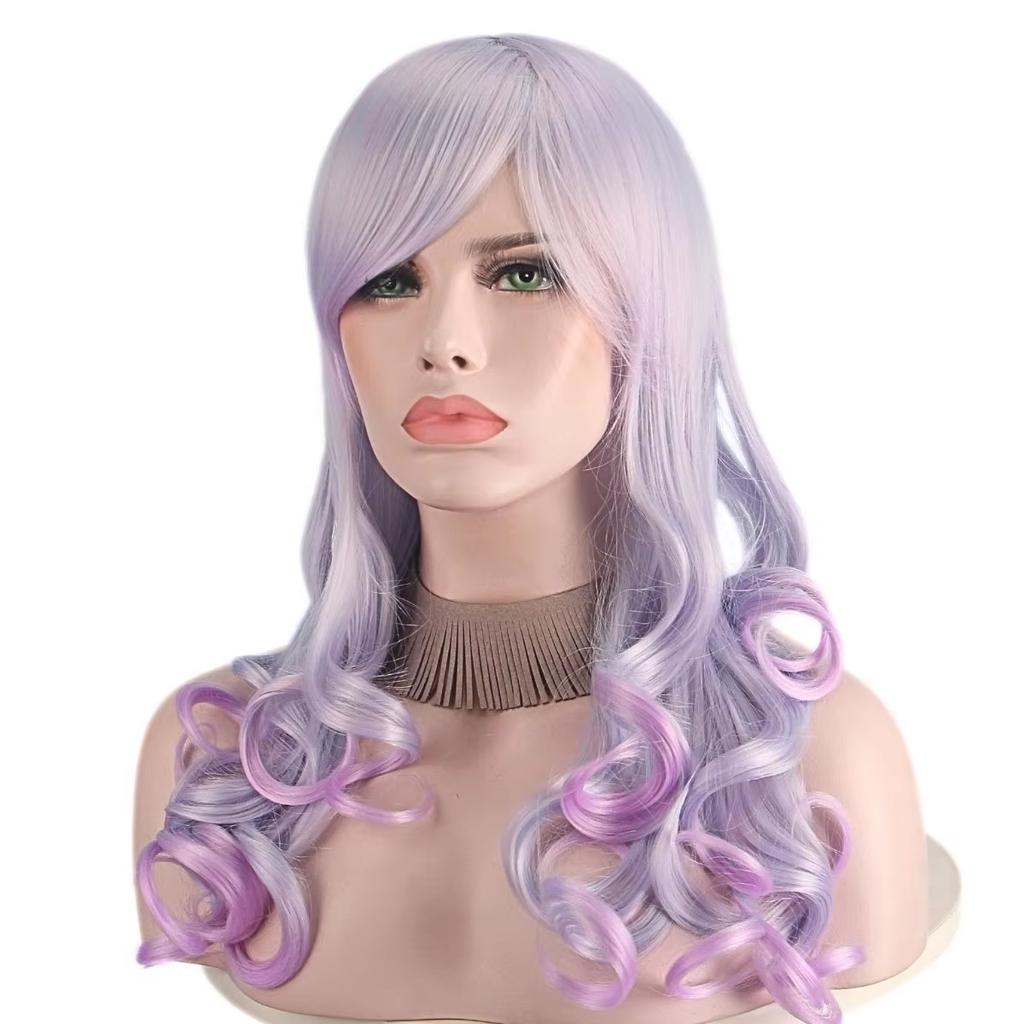 Long Purple Curly Hair Cosplay, High-quality Fiber Synthetic Wig, Holiday Gift, Anime Party