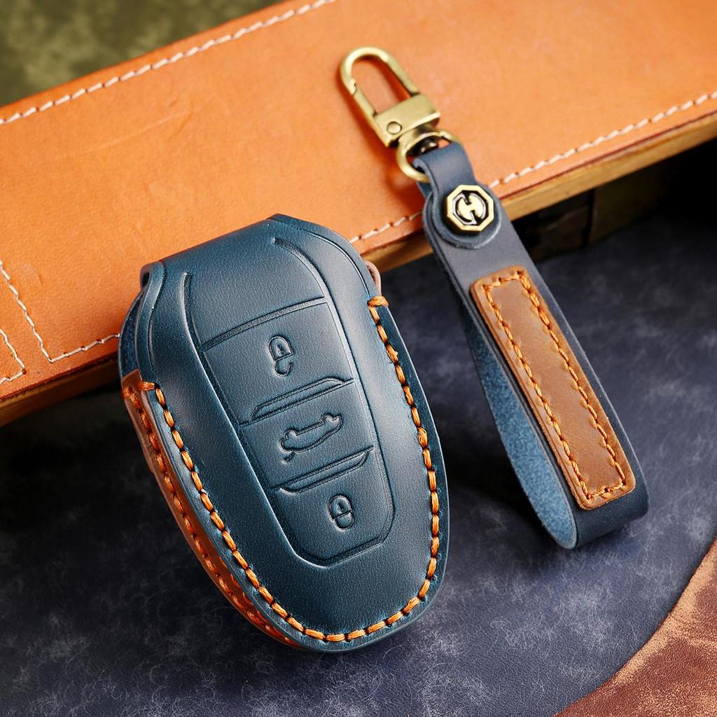 [Peugeot] Citroen DS/4008/2008/308/408/508 Car Keychain Key Cover Cowhide Handmade