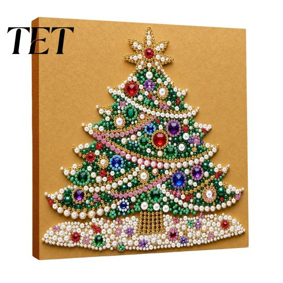 Seasonal Handmade Wall Decor Christmas Faux Pearl Art Kit, DIY Santa Tree Painting Creative Home Decorations 3D Holiday Craft Kit for Adults,