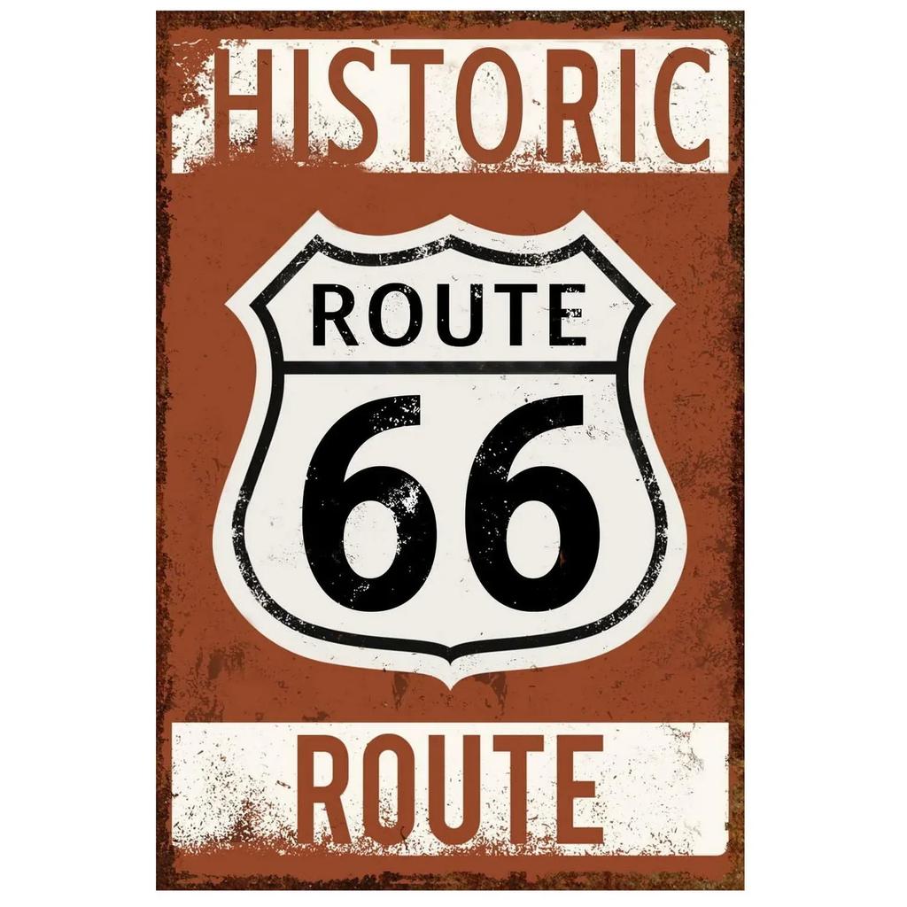 Vintage USA Route Metal Tin Signs Wall Art Posters Aluminum Plaque Sign for Garage Cafe Living Room Club Bar Decoration