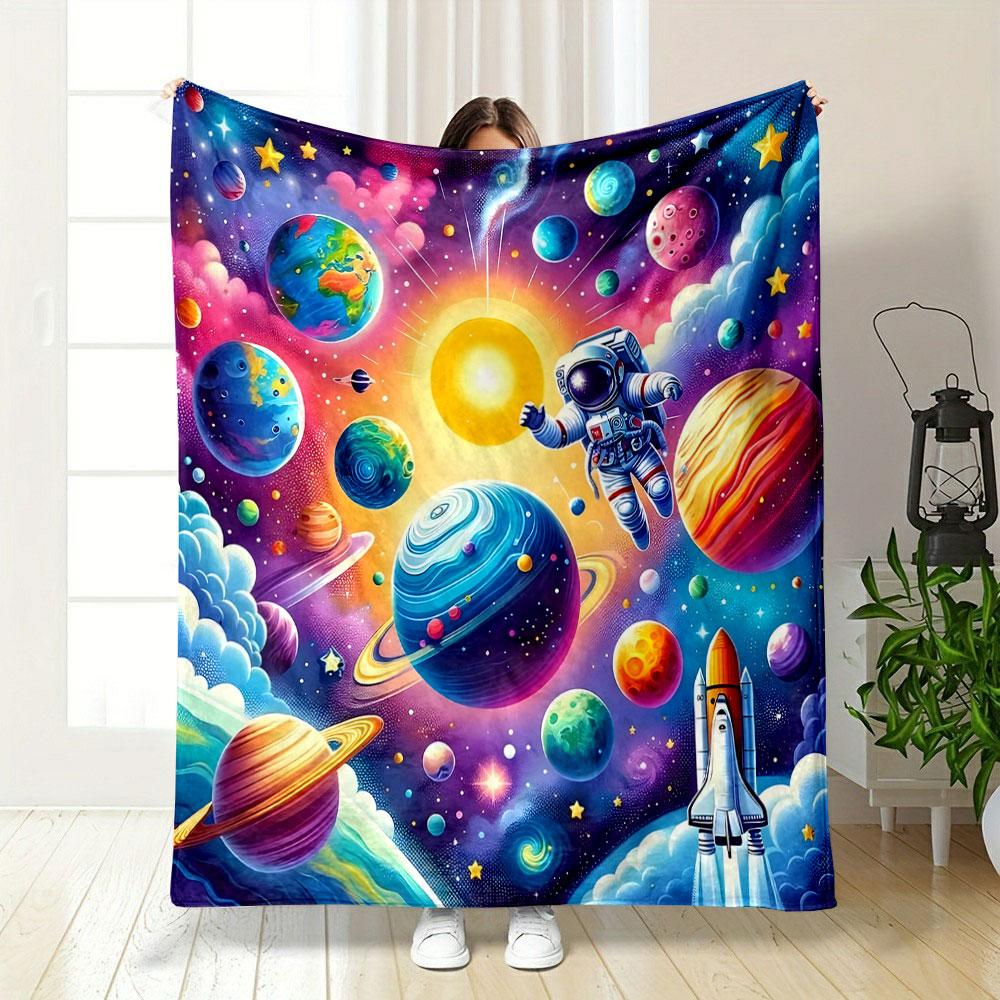 "Colorful Cosmic Adventure Blanket" print blanket soft and cozy perfect for the living room bed sofa or a nap,gift