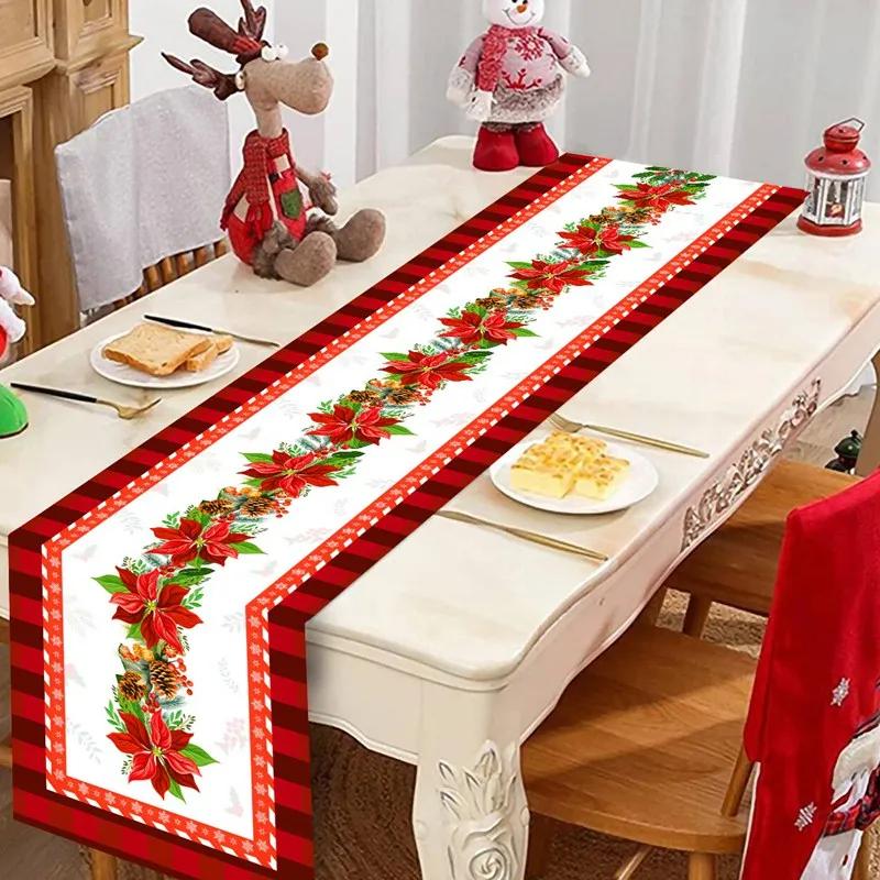 Weihnachtskugel Karo Tischläufer Frohe Weihnachten Dekorationen Für Zuhause Deko Weihnachten Tischfahne Abdeckung Geschenke Frohes Neues Jahr
