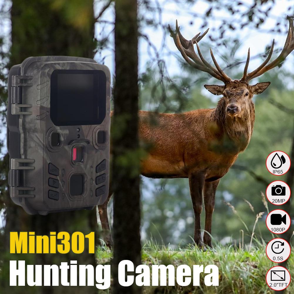 20mp 1080p kamera obserwacyjna myśliwska Mini301 z noktowizorem zwiad dzikiej przyrody Po pułapki 0,45s wyzwalacz wodoodporna kamera myśliwska