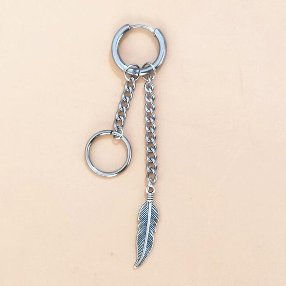 Unisex Leaf Shape Pendant Chain Min Yoon Gi Ear Stud Earrings Jewelry Fashion Chic Decoration
