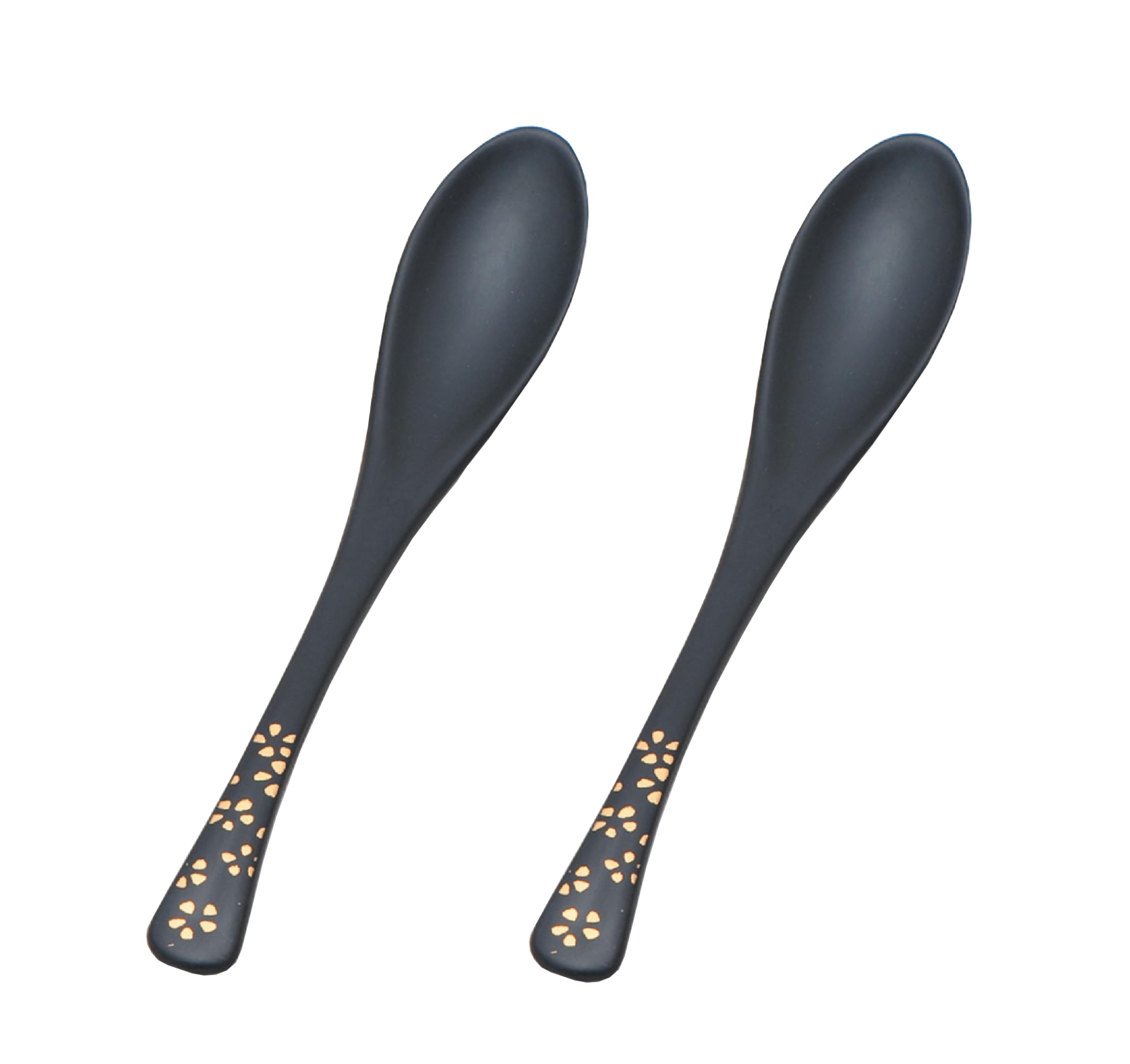 

Wakaizumi Lacquerware Dishwasher Safe Porridge Black with Gold Set of Spoons, Flowers, 2, H-60-20 чорний
