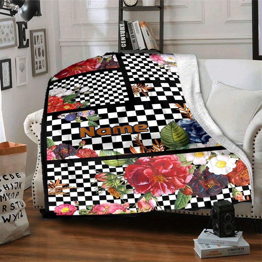 Floral Home Customize Your Name Blankets Comfortable Soft Lightweight Allseason Multipurpose Blanket For Picnics Sofas Offices Beds Living Rooms Gifts