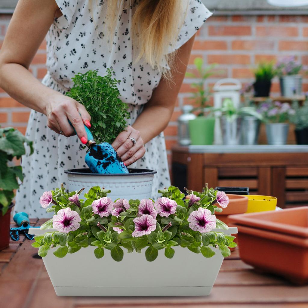4er-Set rechteckiger Blumenkasten Pflanzgefäß Blumentopf Gemüse Pflanztopf Gartenzubehör Harz Pflanzbehälter Gartenzubehör