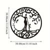 Handmade Iron Tree of Life Wall Art, Black Yoga Meditation Decor for Living Room Bedroom, 12.2x12.2in