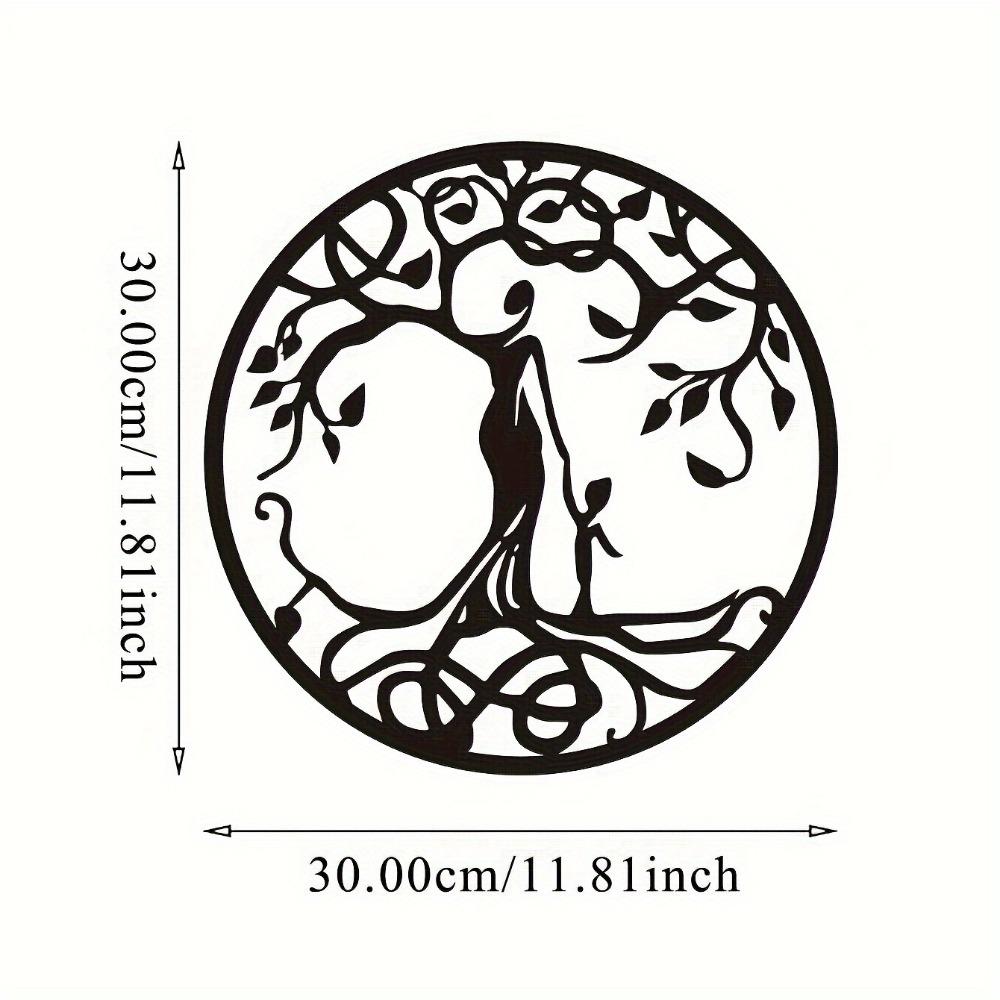Handmade Iron Tree of Life Wall Art, Black Yoga Meditation Decor for Living Room Bedroom, 12.2x12.2in