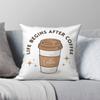 Life Begins After Coffee Square Pillowcase Polyester Linen Velvet Pattern Zip Decorative Home Cushion Cover