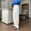 INCERUN Men Casual Back Elastic High Waist Front Cross Long Straight Pants Trousers