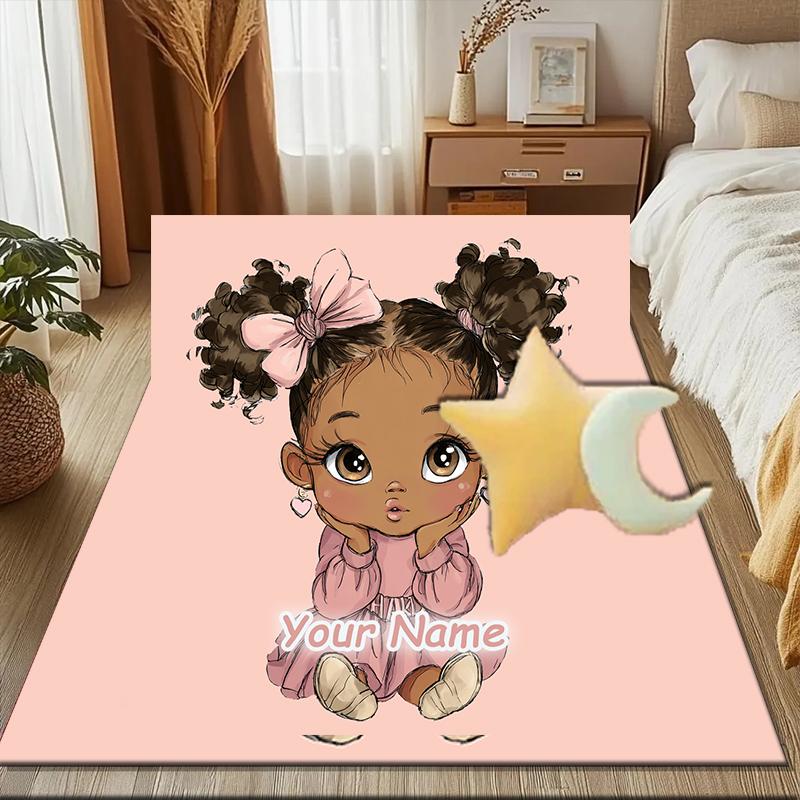 1PC Custom Name Cute Baby Girl Art Theme Floor Mat Ideal for Living Room, Game Rooms, Office, Bedroom Floor Mat Playful Design