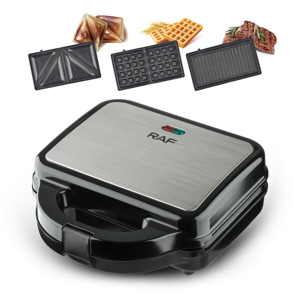 RAF 3-in-1 Portable Breakfast Maker: Sandwich, Waffle, and Steak Machine