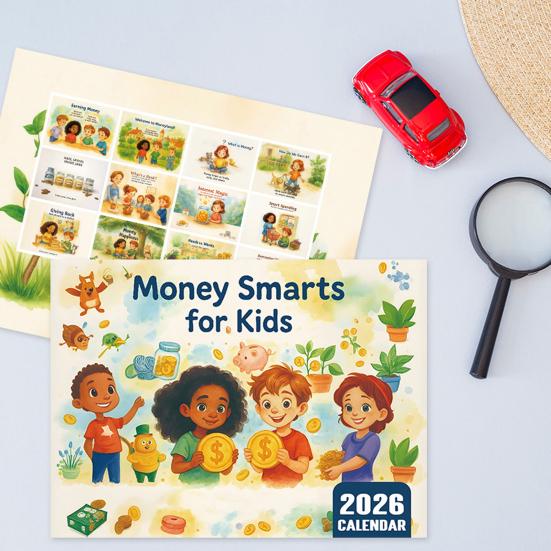 2026 Money Smarts for Kids Calendar Money Learning Monthly Planner with Colorful Illustrations And Money Management Concept for Classroom Home