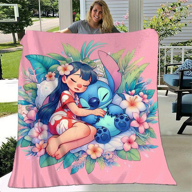 1pc Stitch Printing Blanket - Soft, All-Season Throw for Living Room, Bedroom,Personalized Gift with Adorable Cartoon Design