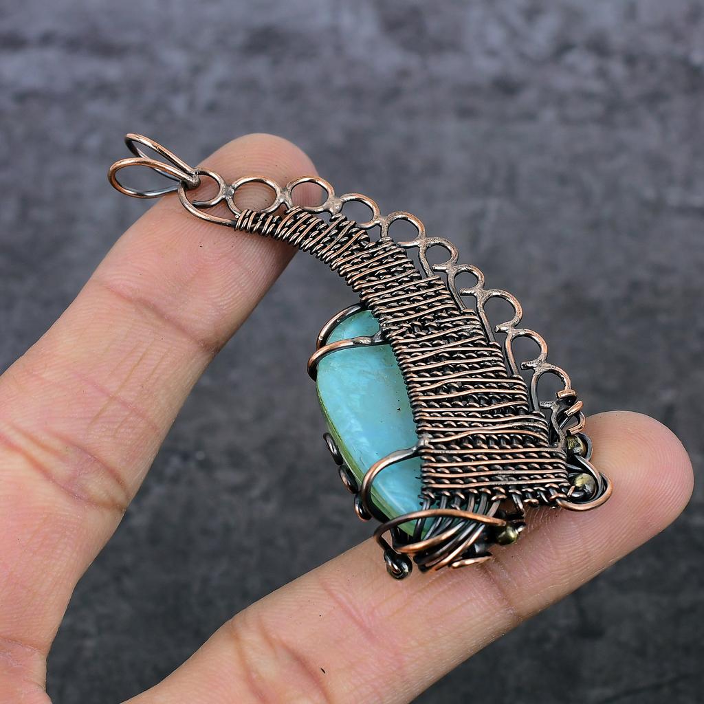 Triplet Opal Handmade Copper Wire Wrap Jewelry Pendant 3.07" E6i63
