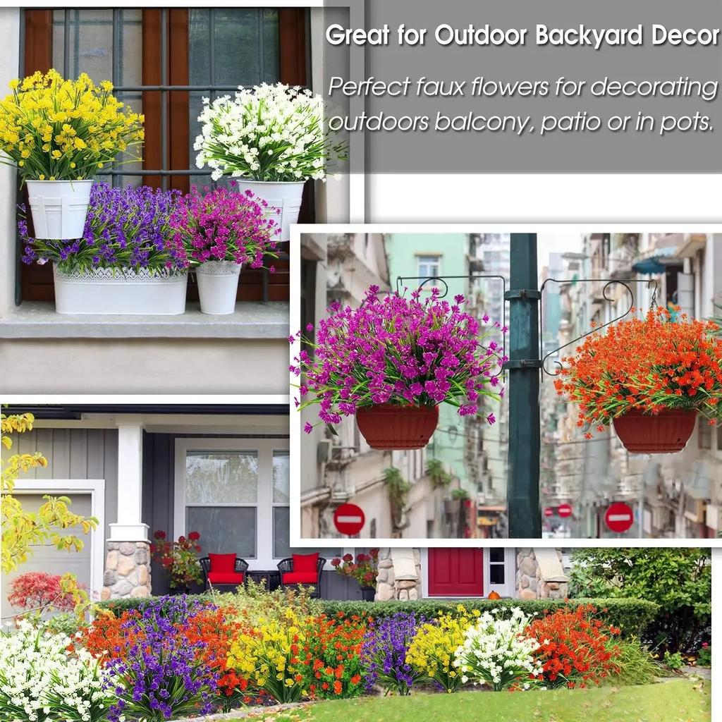 Sztuczne Kwiaty Sztuczne Rośliny Zewnętrzne Odporne na UV Krzewy Plastikowe, Do Wnętrz i Dekoracji