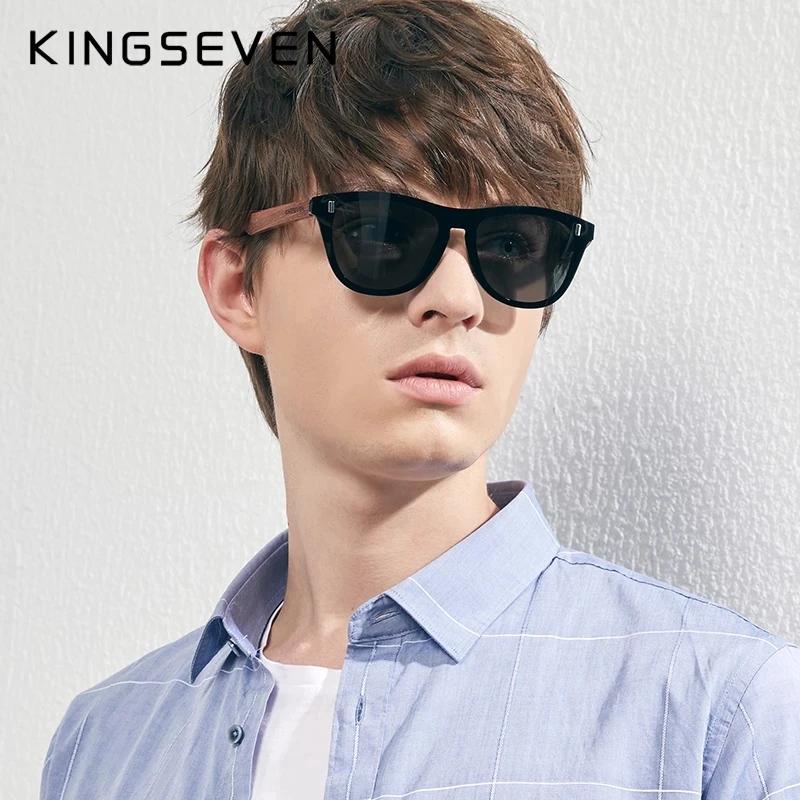 KINGSEVEN Brand Classical Wooden Sunglasses Men Retro Causal Polarized Rimless Women Glasses Anti-UV400 Wood Fashion Eyewear
