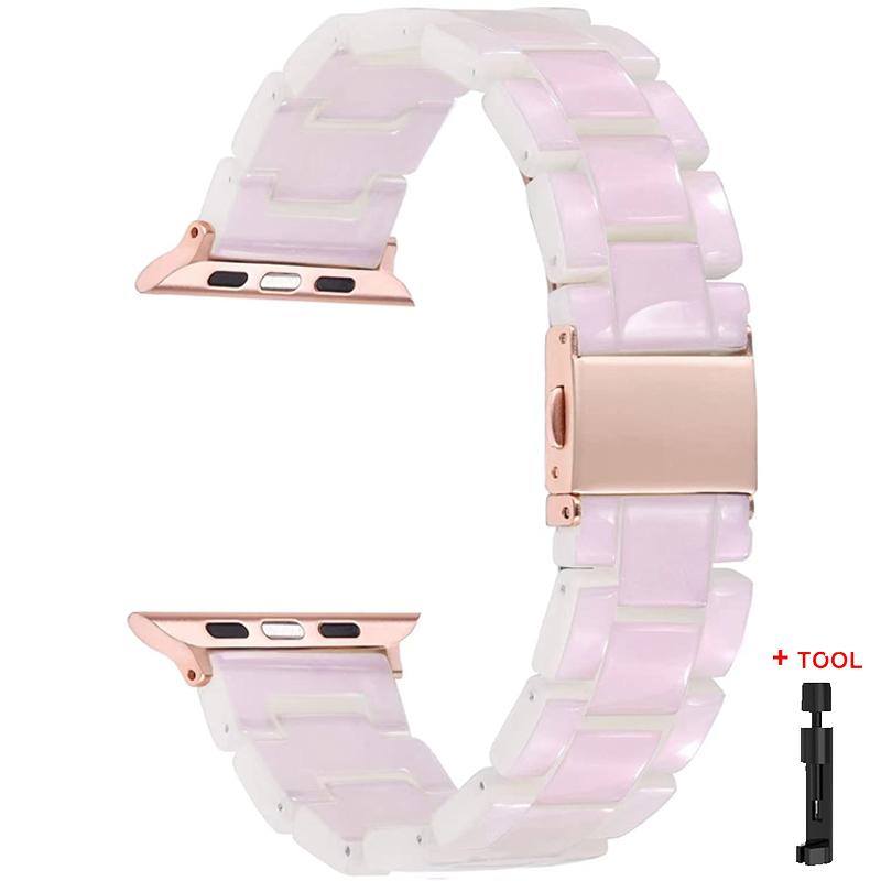 Resin Strap for Apple Watch Band 44mm 40mm 45mm 41mm 38mm 42mm Bracelet Correa iWatch Series 3 4 5 6 Se 7 Replacement Watchband