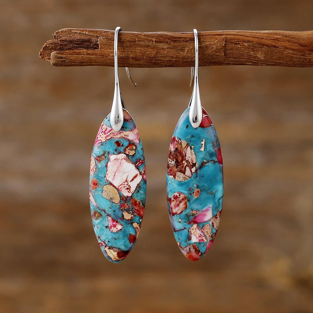 Bohemian Natural Stone Geometric Pendant Earrings Earrings European and American Popular Accessories