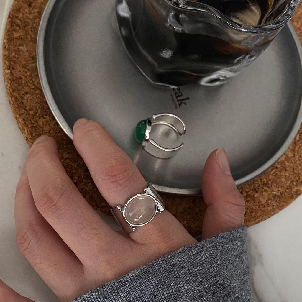 1pc Pilot Agate Retror Rings for Women Couples Minimalist Broadside Jewelry Gift Party Accessories