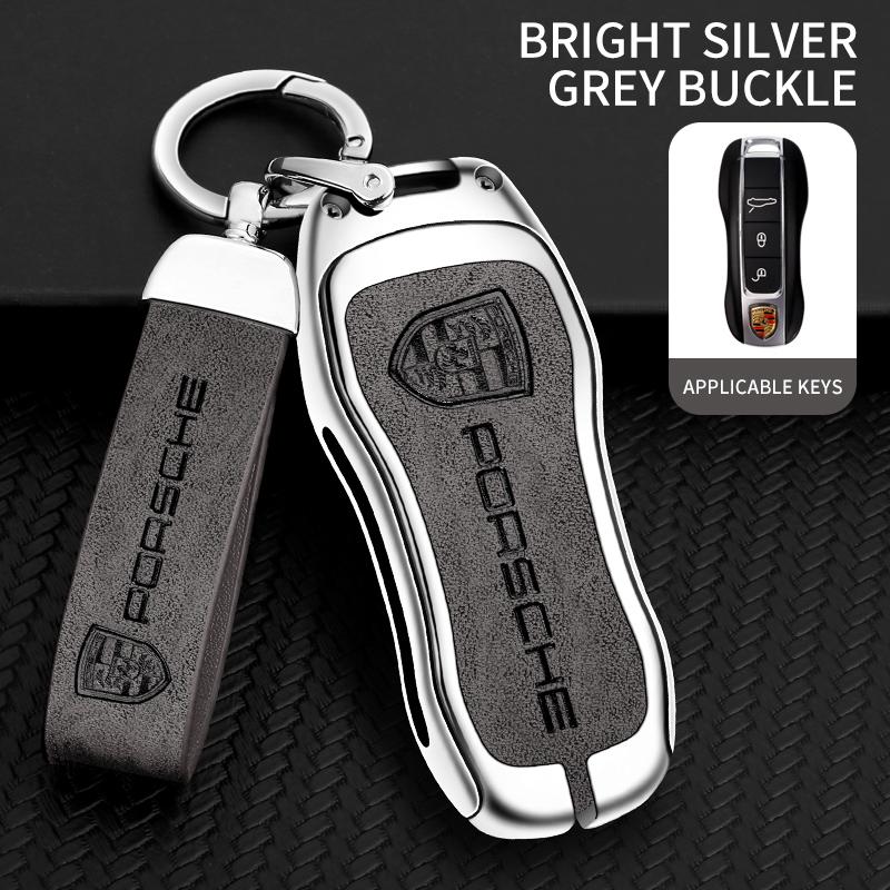 Kryt klíče od auta ze slitiny zinku a kůže, pouzdro na klíčenku pro Porsche 958 Macan 911 Panamera 996 991 Boxster 987 997 2019 2020 Příslušenství