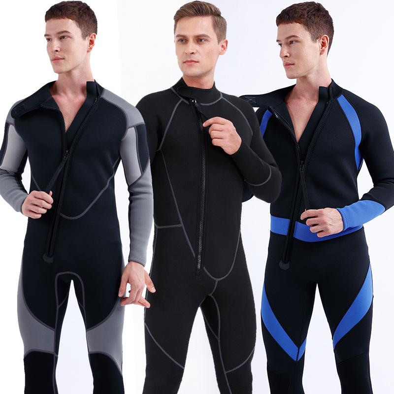 3mm Front Zipper One-Piece Wetsuit for Diving, Surfing & Swimming - Cold Protection Warm Suit