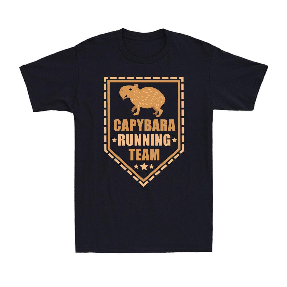 Capybara Running Team Lover Animal Rodent Capybaras Novelty Men s Cotton T-Shirt S