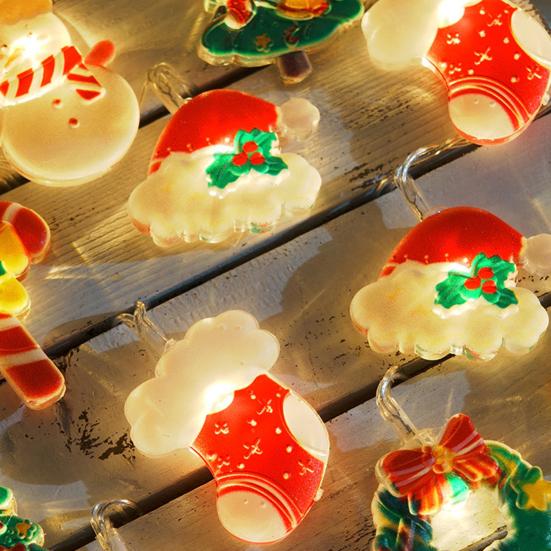 LED String Light Easy to Install Battery Powered Santa Claus Snowman String Light Christmas Fairy Lamp Party Supplies