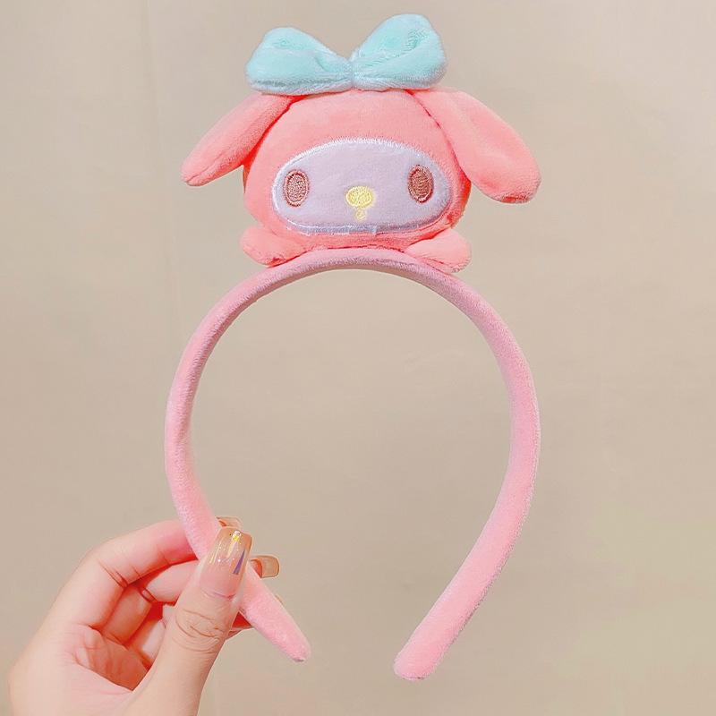 Sanrio Cinnamoroll & My Melody Cute Cartoon Plush Makeup Headband & Hair Clip Set for Women