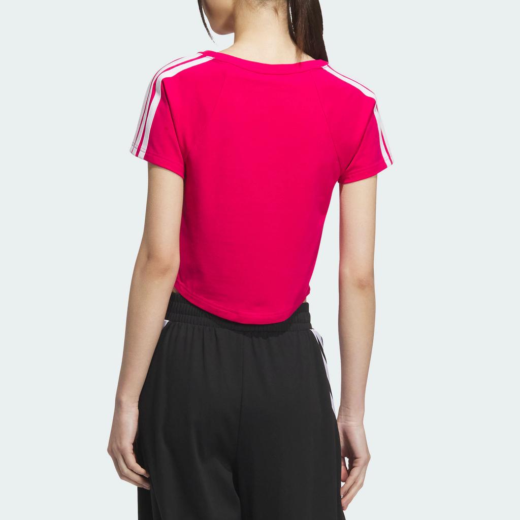 New Adidas T Shirts Women's Eye Catching Pink/White KC0183