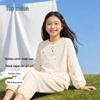 Mädchen Frühling Herbst Langarm Gaze Pyjama Set