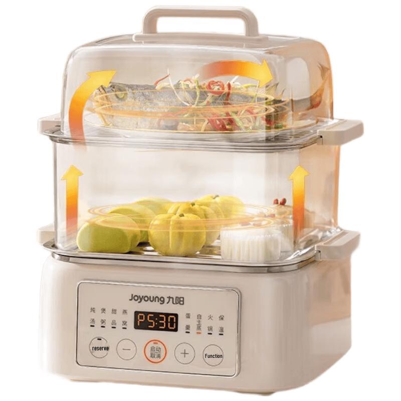 Joyoung 11L Electric Steamer & Double Boiler with 3 Ceramic Pots CN plug (adapter included)