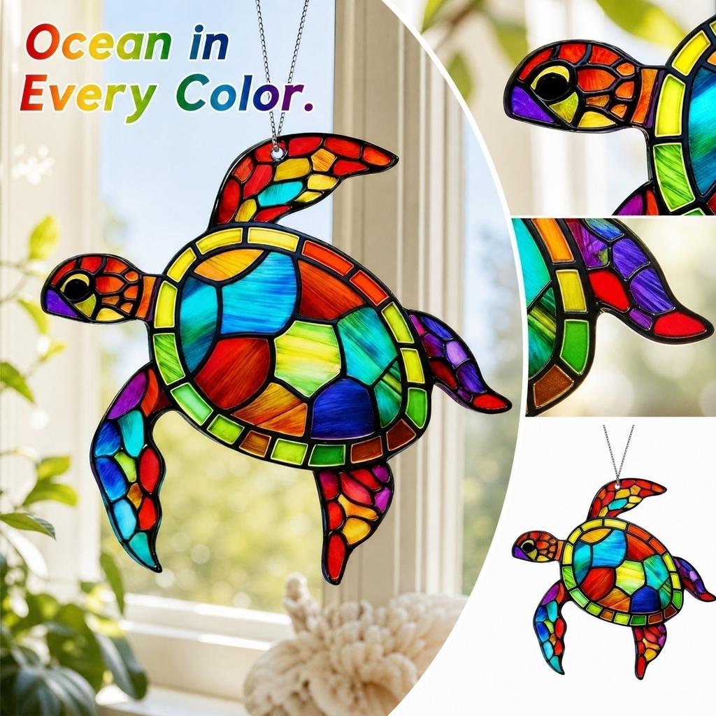 Acrylic Sea Turtle Hanging Pendant Decorative Ornament for Home Wall