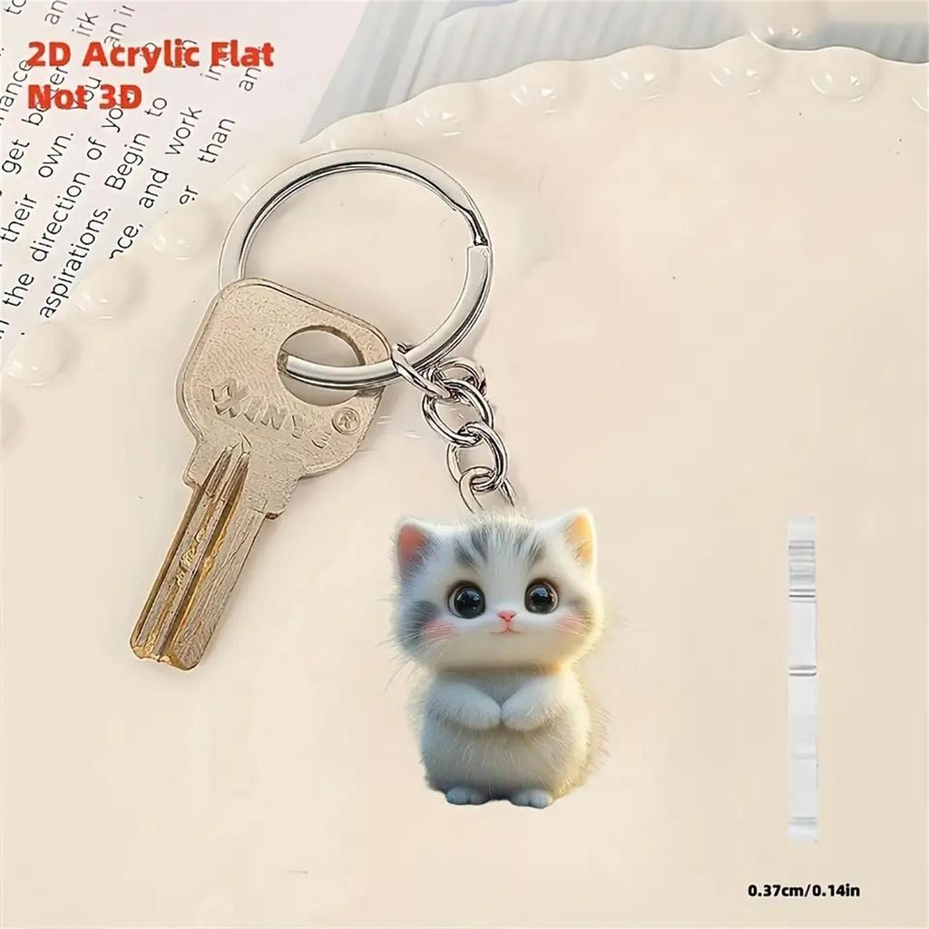 2D Acrylic Flat Cute Keychain, Pendant Lightweight Acrylic Key Ring Backpack Handbag Decoration