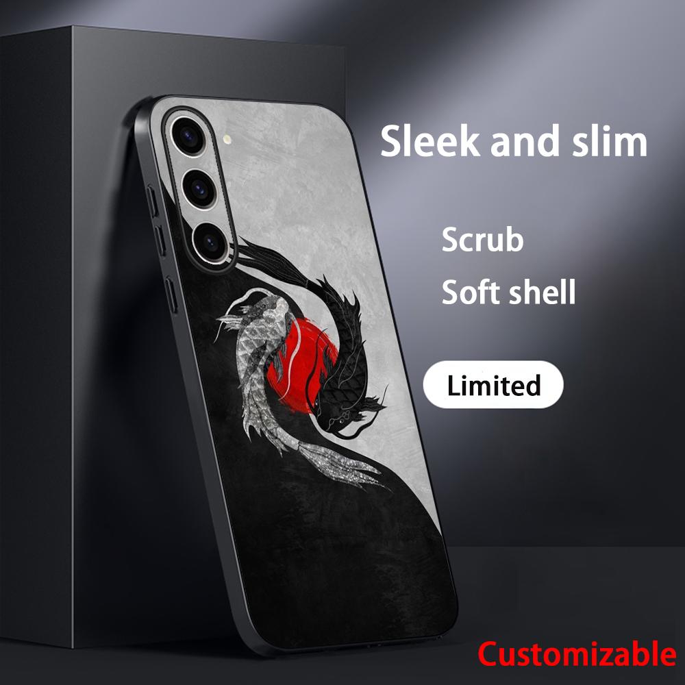 Japanese art text fashion love design Phone Case For Samsung Galaxy S26 S25 S24 S23 S22 S21 Plus Ultra Note20 Soft Black