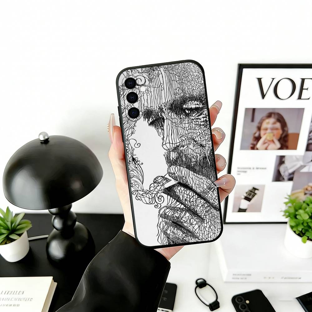 Minimalist Line Art Phone Case Black Silicone Soft For Samsung Galaxy A73,A72,A71,A70,A53,A52,A51