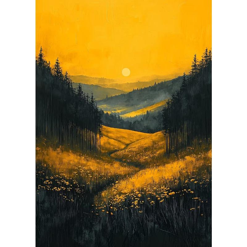 

Ретро Теплая Лесная Долина Закат Природный Пейзаж Дикой Природы Художественный Постер Холст Принты Фреска Гостиная Спальня Украшение Дома 21cm×30cm NoFrame