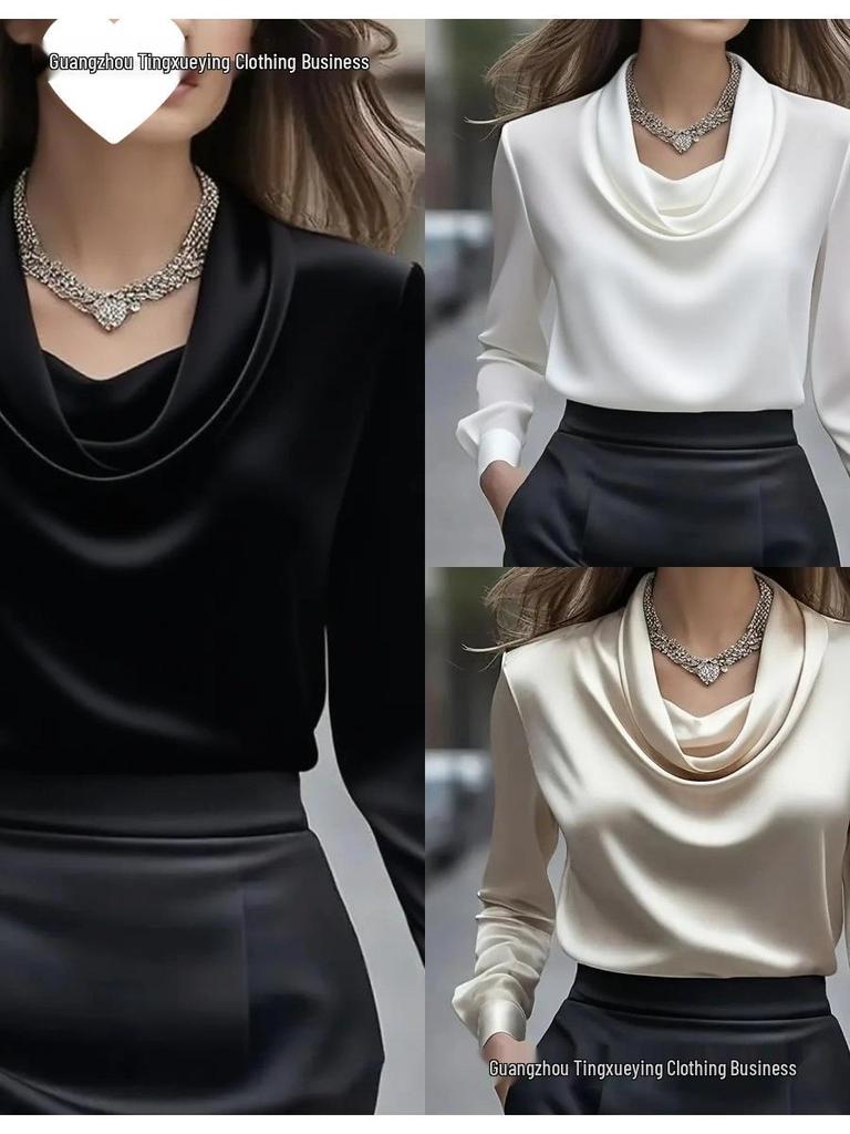 2026 Autumn Fashion Elegant Solid Color Batwing Long Sleeve Women's Shirt
