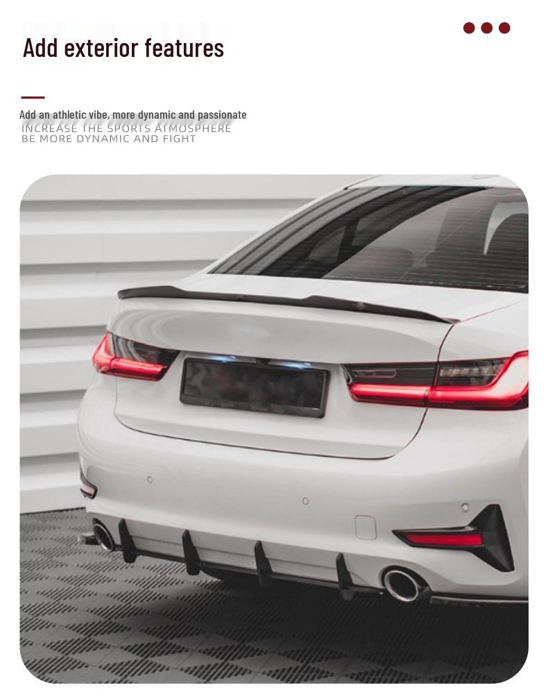 Kompatibilní s BMW řady 3 (G20 Sport, 325i, 330i, 2019) - Modifikační sada zadního difuzoru a křídlového spoileru.