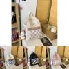 Simplified Checkered Letter Pattern Student Backpack With Plush Pendant For Middle School Students