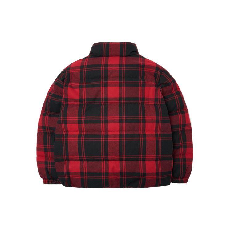 MLB Basic Logo Plaid Padded Lightweight Short Cotton Jacket Unisex Jackets Red 3ADJP0216-43RDD