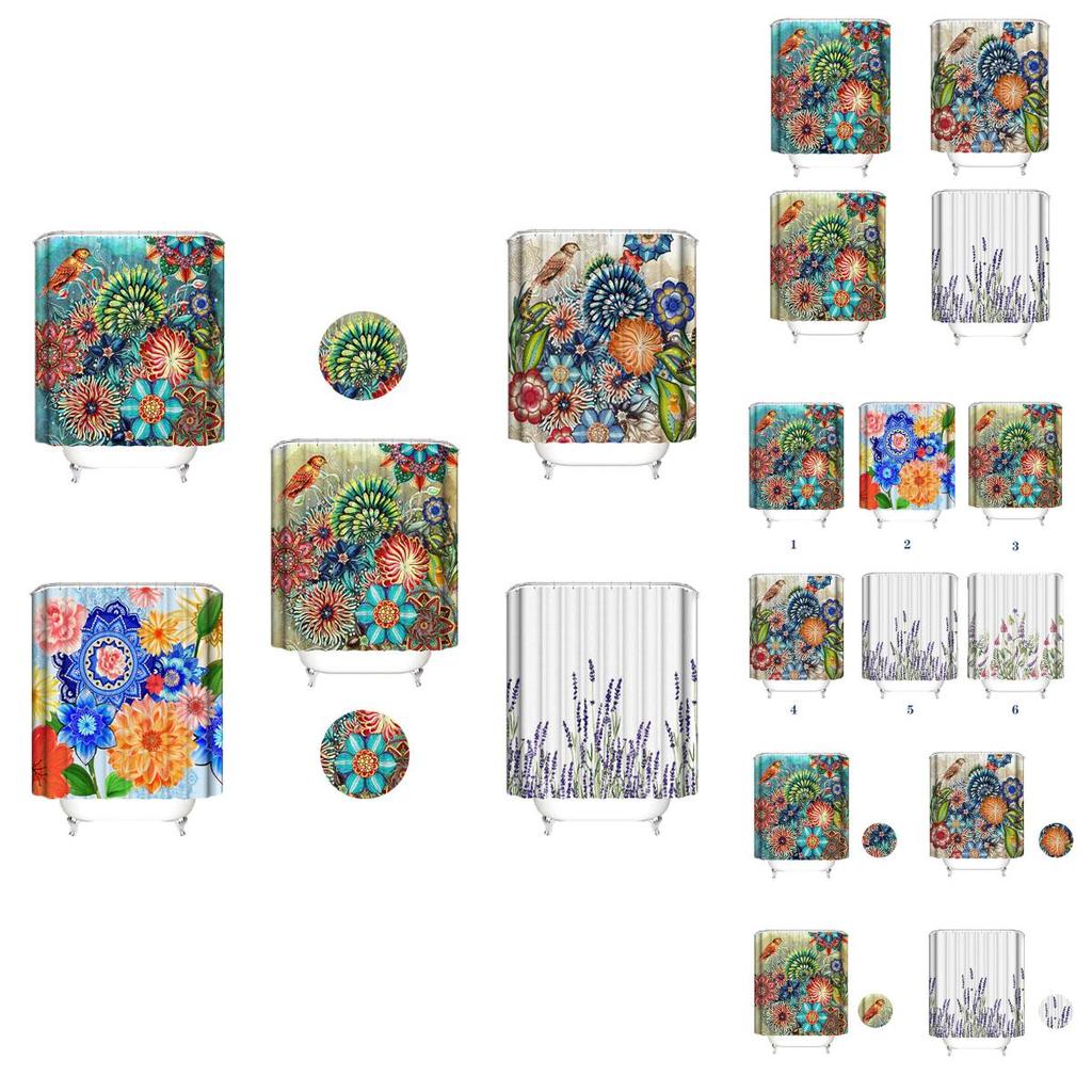 Colorful Bohemia Flower Series 3d Digital Printing Polyester Waterproof Shower Curtain For Vibrant Bathrooms