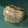 Exquisite Gold Color Inlaid White CZ Women's Ring Geometry Design Daily Wear Party Jewelry