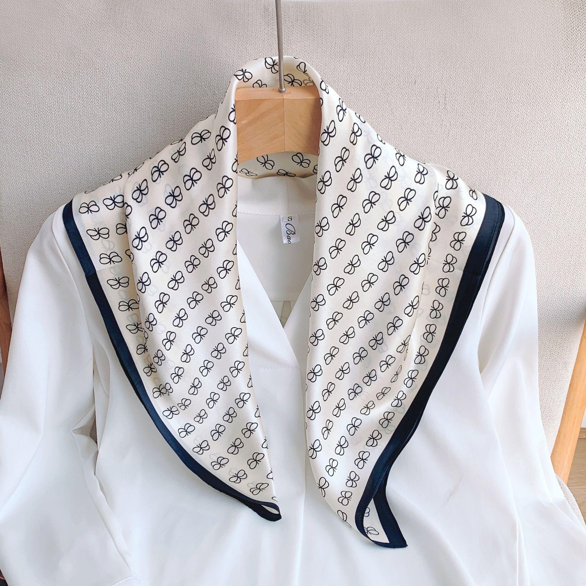 

70 Китайские квадратные платки Весна и лето Универсальные 100% шелковые шелковые платки Женские, Модный профессиональный платок стюардессы Аксессуары для волос Лента